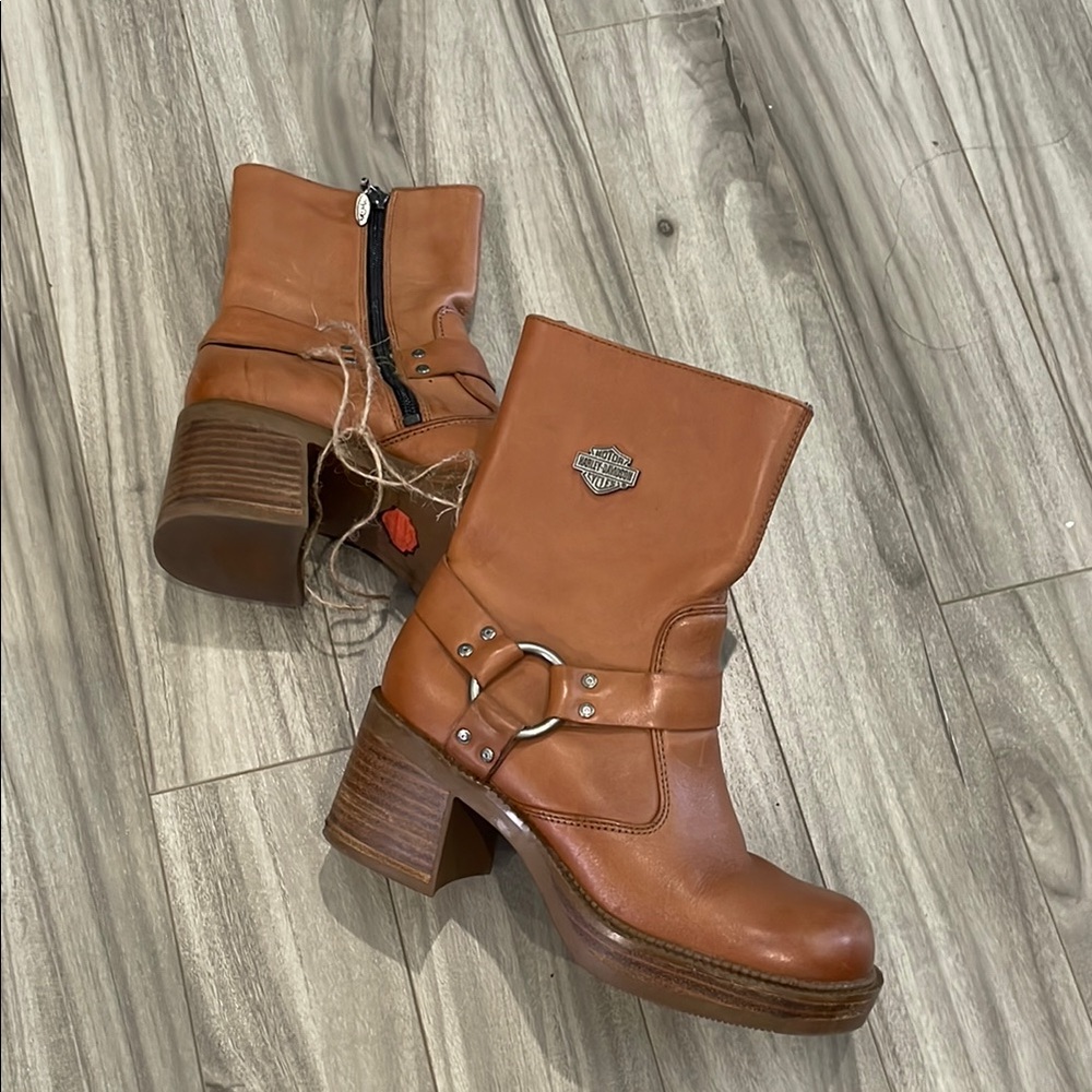 Harley Davidson Tan Leather riding Boots